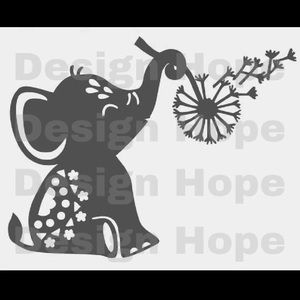 Cute elephant decal 4”